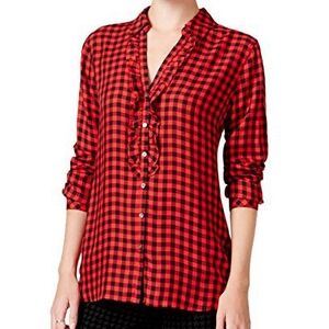 Ruffled Buffalo Plaid Shirt